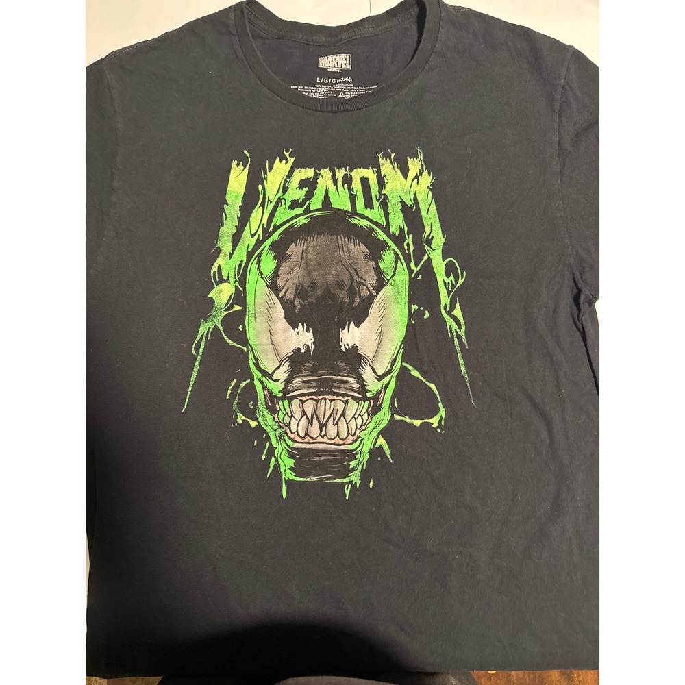 Marvel Venom Graphic T-Shirt Men's Large L Black Comic Superhero